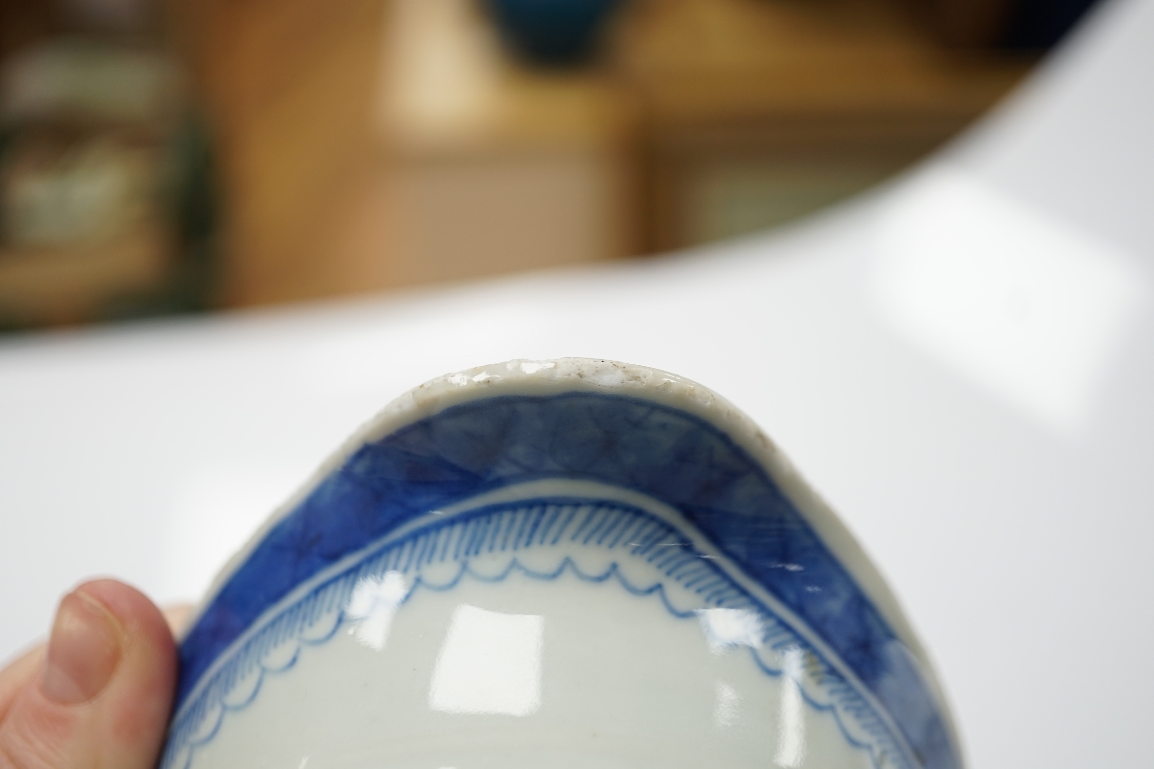 A 19th century Chinese blue and white jug, a similar jar and a pierced jar, tallest 15cm